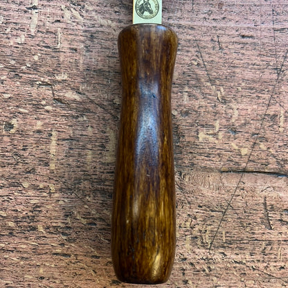Brass spur with smooth wooden handle
